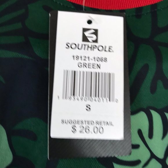 Southpole Small T Shirt Green Leaf Print Short New - Picture 3 of 5